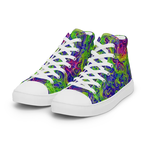 Cosmic Contour on a Women's High Top Canvas Shoes