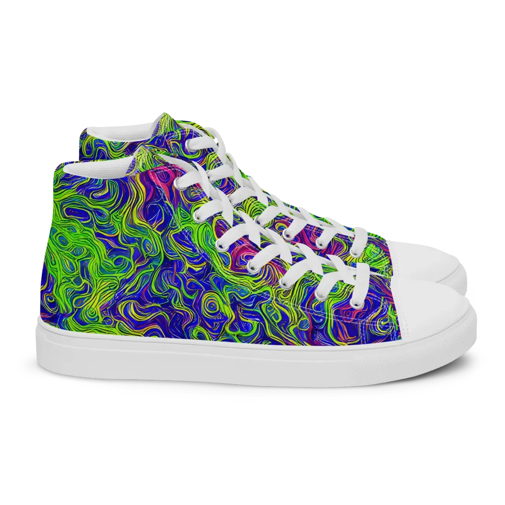 Cosmic Contour on Women's High Top Canvas Shoes — Right