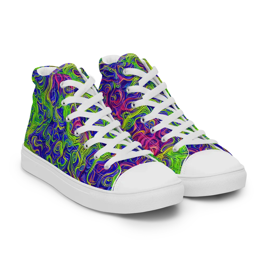 Cosmic Contour on Women's High Top Canvas Shoes — Right Front