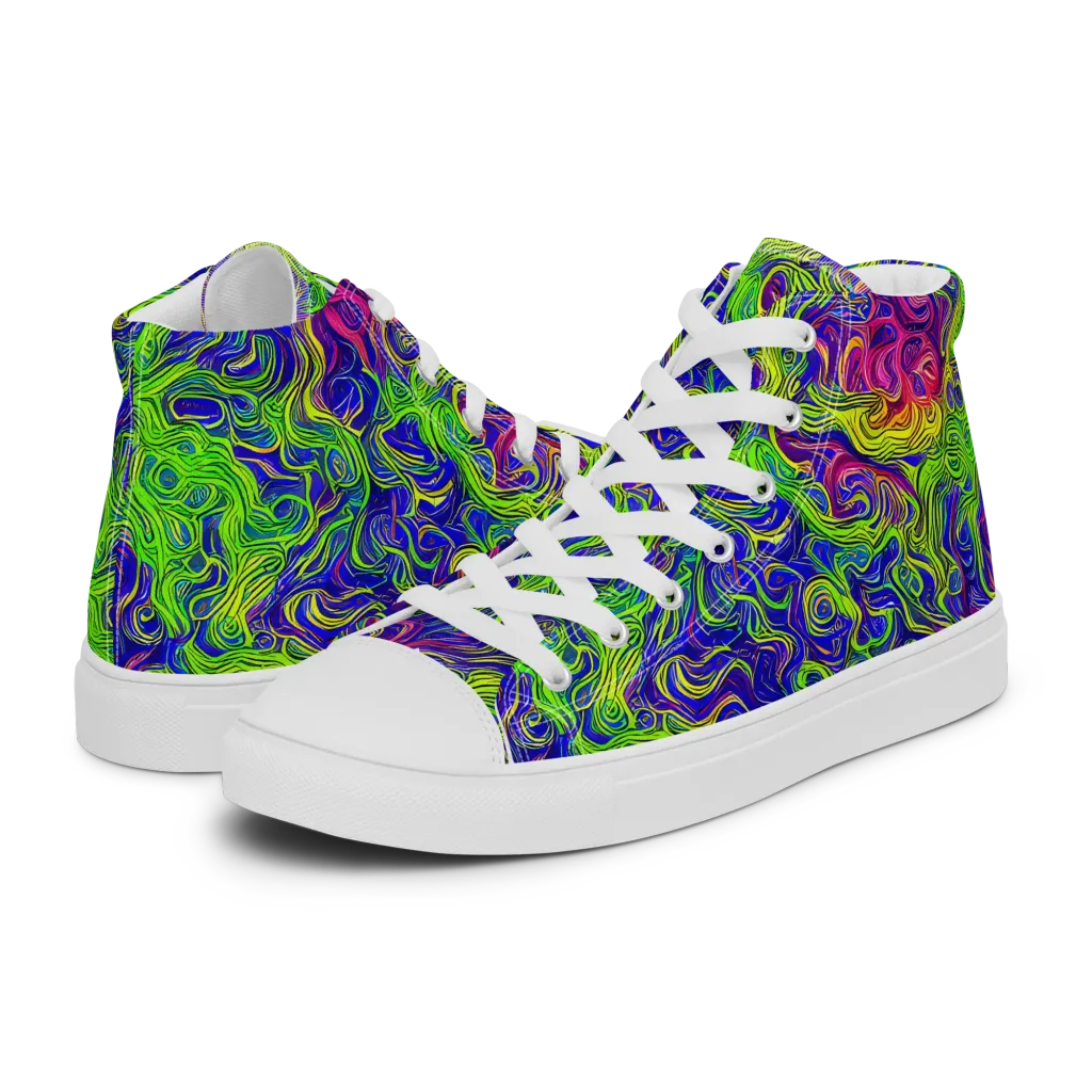 Cosmic Contour on Women's High Top Canvas Shoes — Left