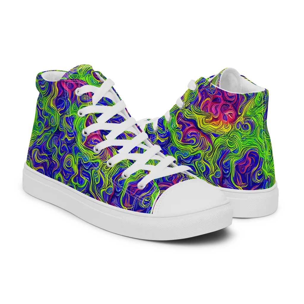 Cosmic Contour on Women's High Top Canvas Shoes — Right
