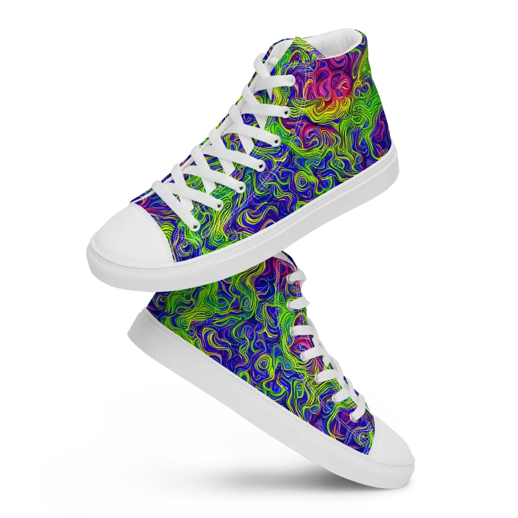 Cosmic Contour on Women's High Top Canvas Shoes — Front