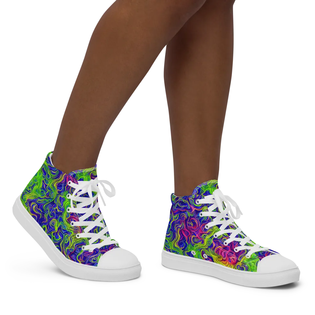 Cosmic Contour on Women's High Top Canvas Shoes — Right