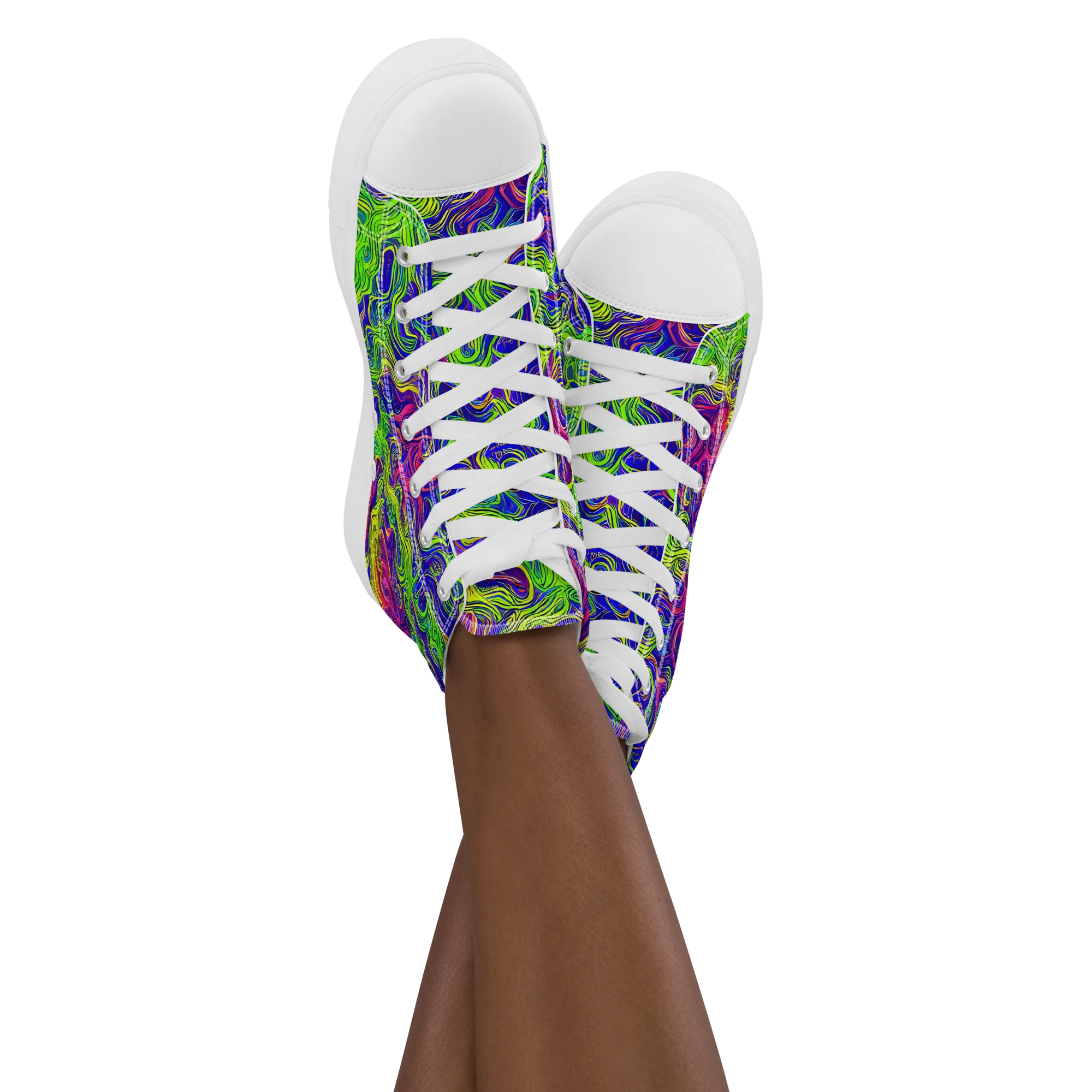 Cosmic Contour on Women's High Top Canvas Shoes — Front
