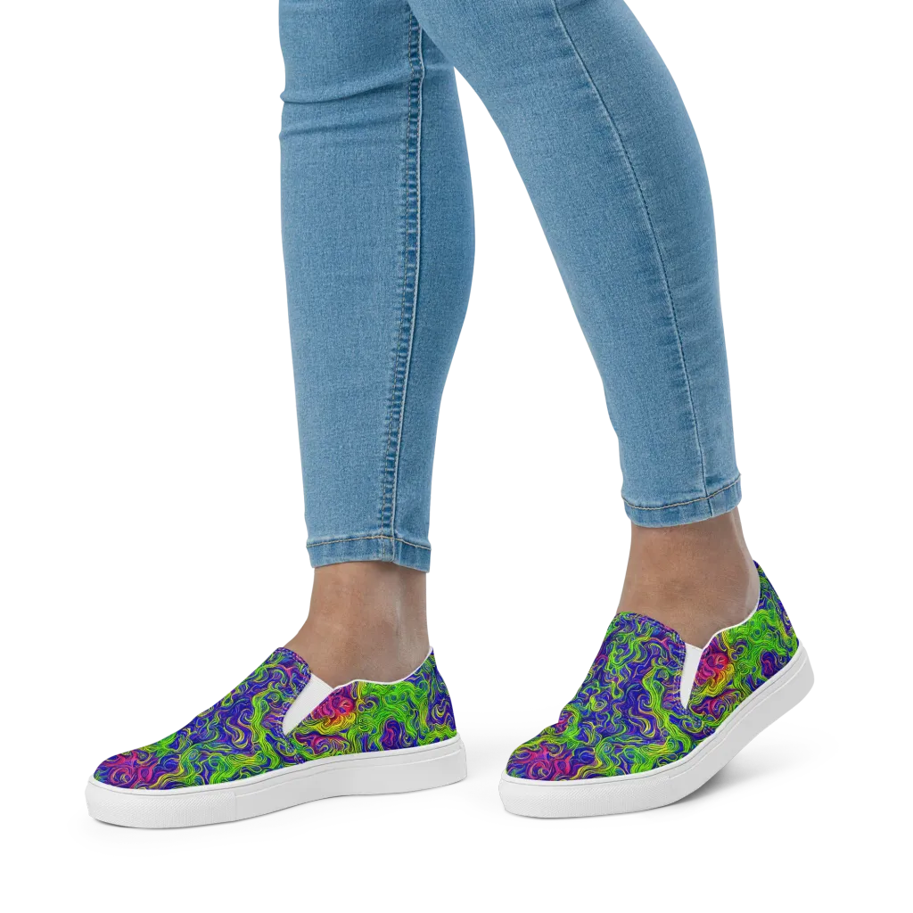 Cosmic Contour on Women's Slip-On Canvas Shoes — Front