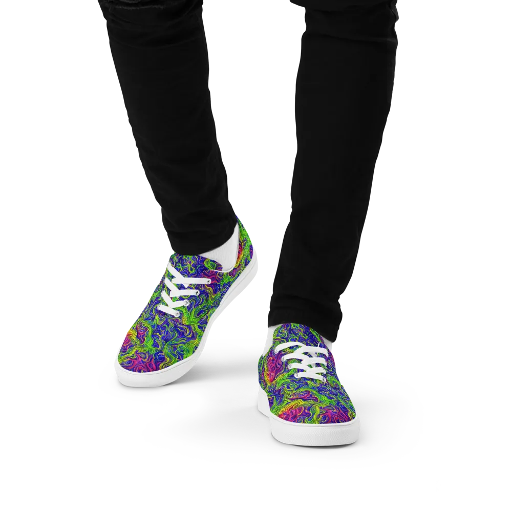 Cosmic Contour on Men's Lace-Up Canvas Shoes — Front