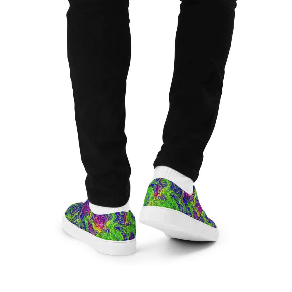 Cosmic Contour on Men's Lace-Up Canvas Shoes — Back