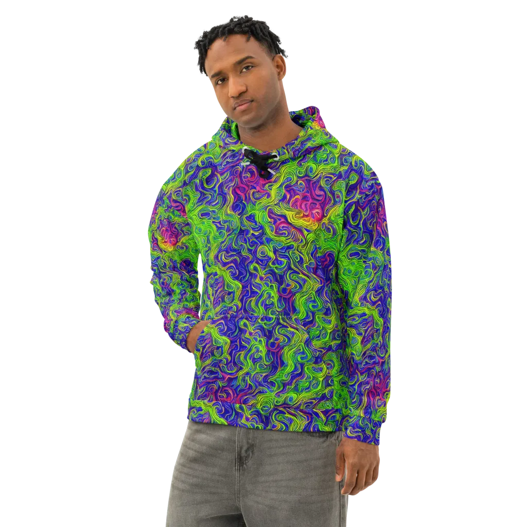 Cosmic Contour on Cotton Hoodie — Left Front
