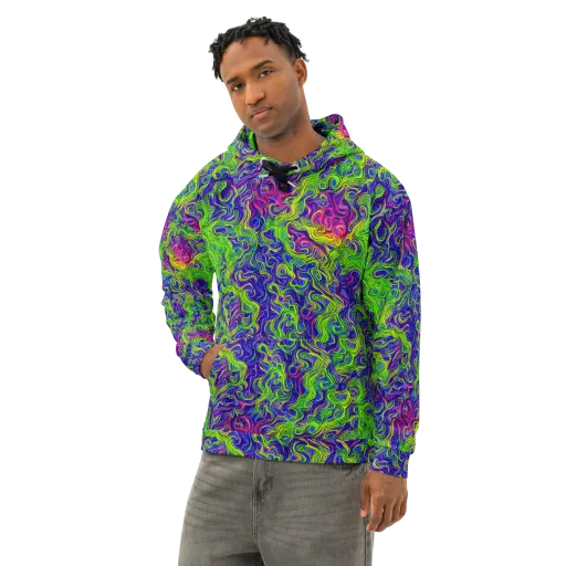 Cosmic Contour on a Cotton Hoodie