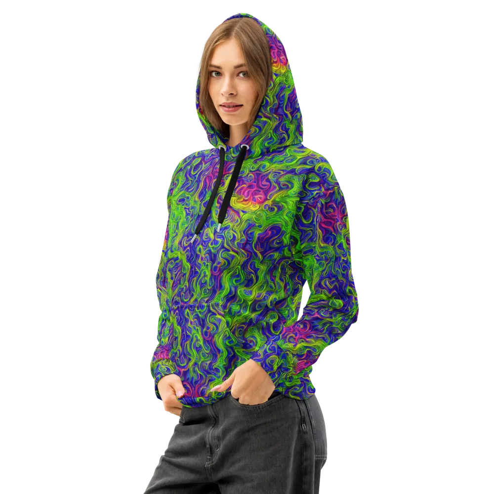Cosmic Contour on Cotton Hoodie — Left Front