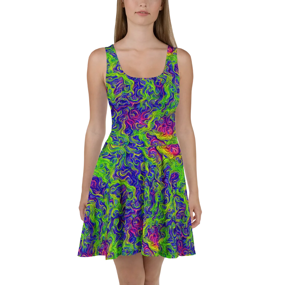 Cosmic Contour on Skater Dress — Front