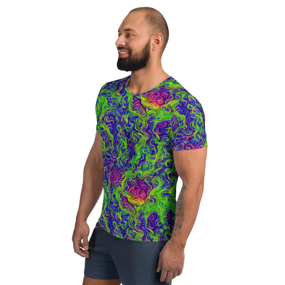 Cosmic Contour on Men's Athletic T-Shirt — Left