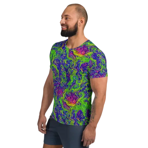 Cosmic Contour on a Men's Athletic T-Shirt