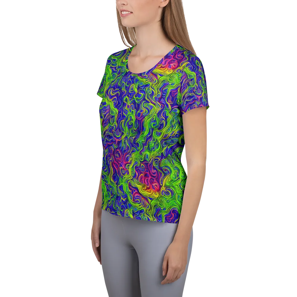 Cosmic Contour on Women's Athletic T-Shirt — Left