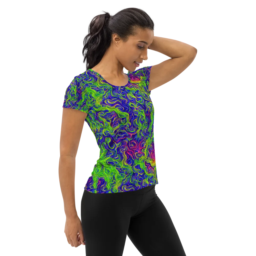 Cosmic Contour on Women's Athletic T-Shirt — Right
