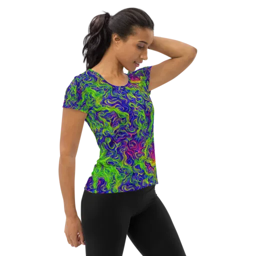 Cosmic Contour on a Women's Athletic T-Shirt