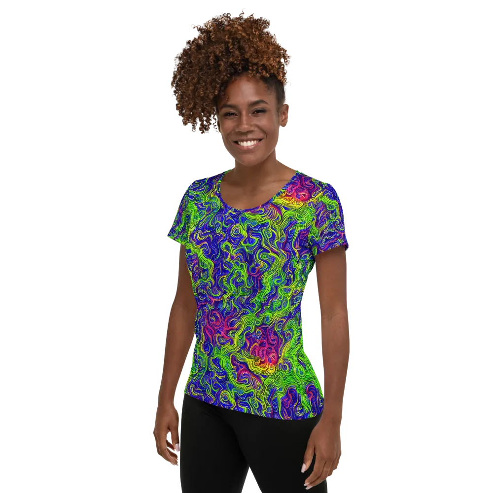 Cosmic Contour on Women's Athletic T-Shirt — Left