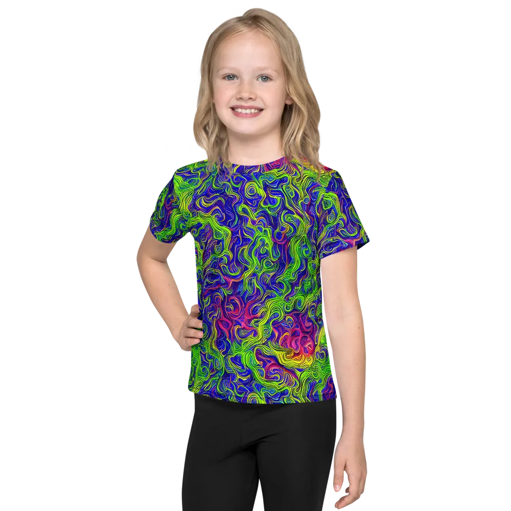 Cosmic Contour on Kids Crew Neck T-Shirt — Front
