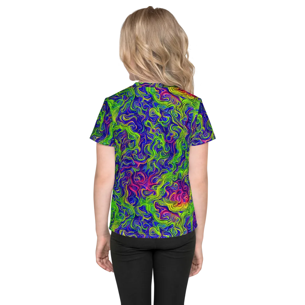 Cosmic Contour on Kids Crew Neck T-Shirt — Back