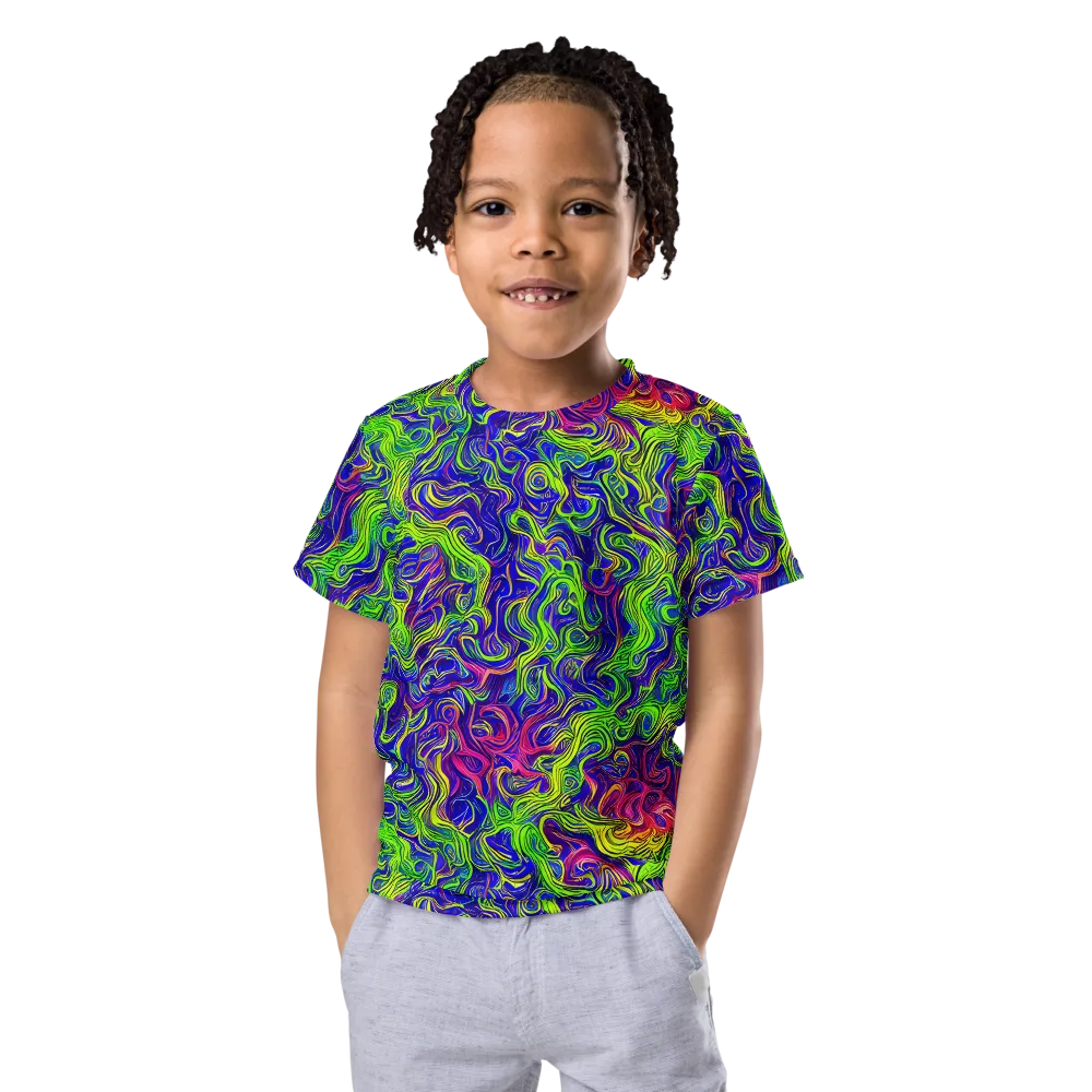 Cosmic Contour on Kids Crew Neck T-Shirt — Front