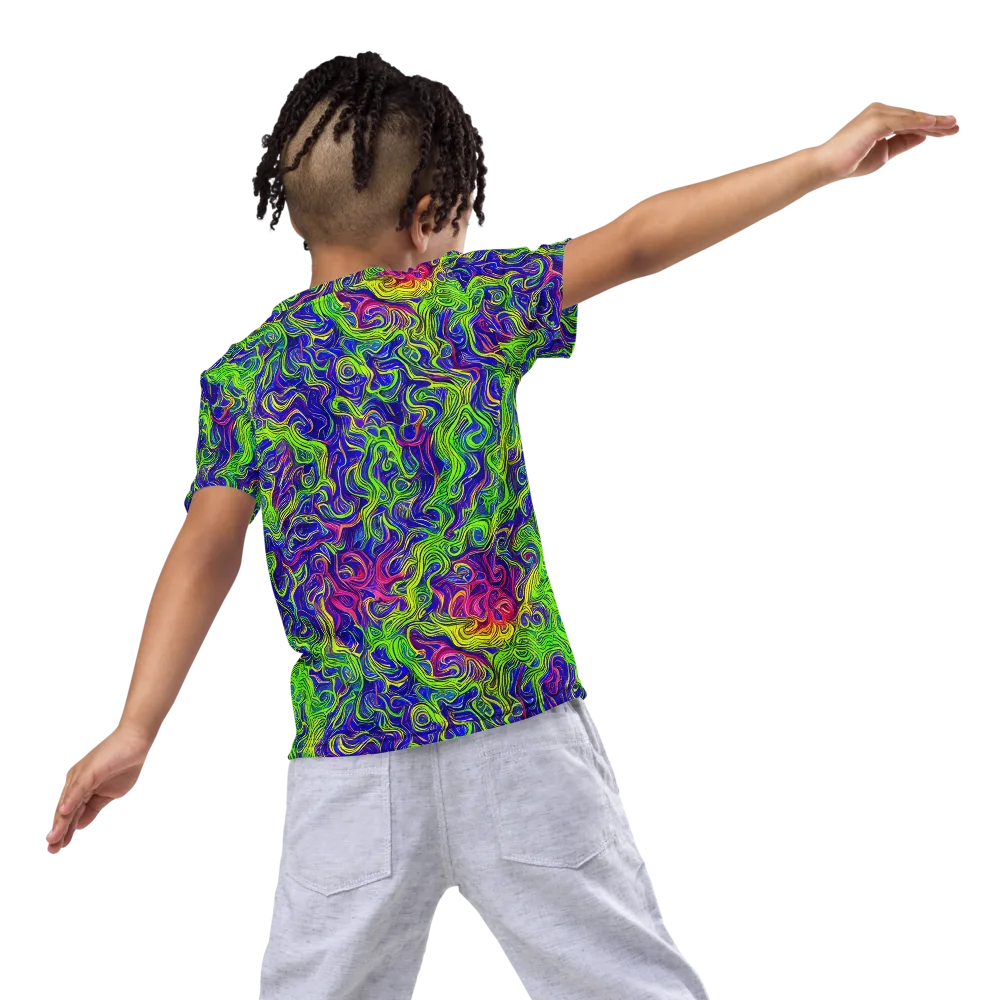 Cosmic Contour on Kids Crew Neck T-Shirt — Back