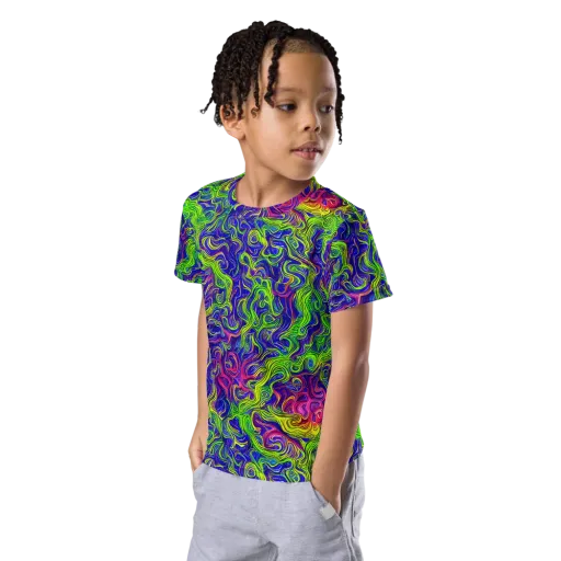 Cosmic Contour on a Kids Crew Neck T-Shirt