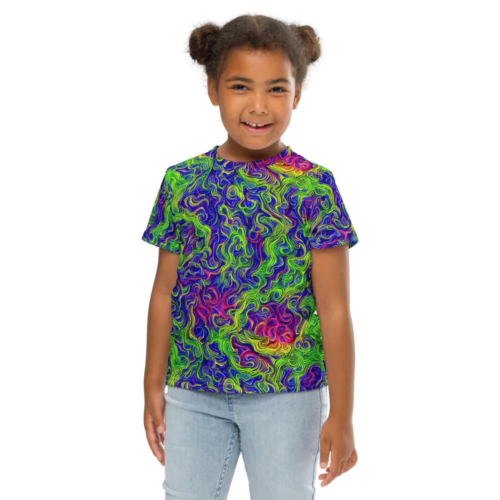Cosmic Contour on Kids Crew Neck T-Shirt — Front