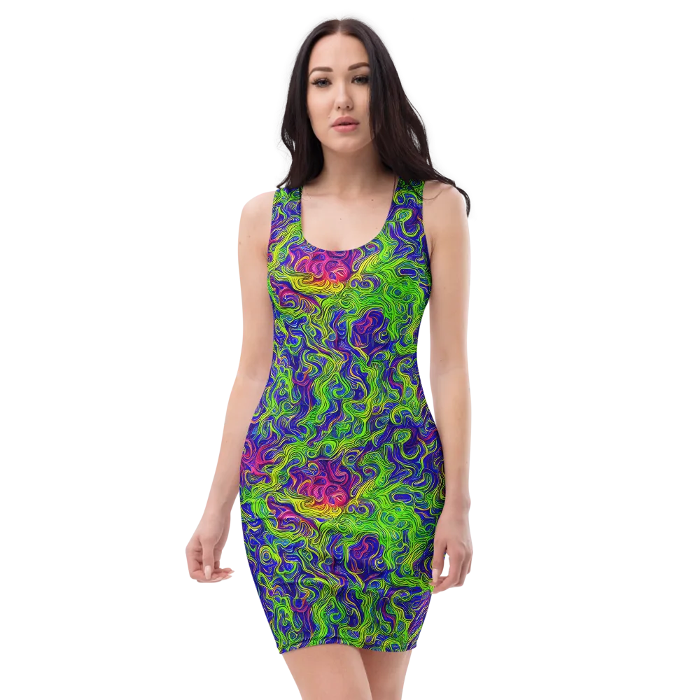 Cosmic Contour on Bodycon Dress — Front