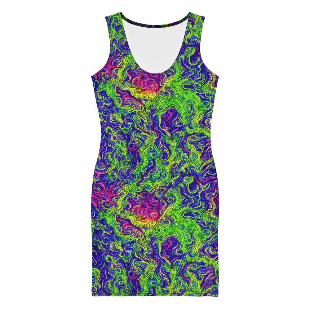 Cosmic Contour on Bodycon Dress — Front