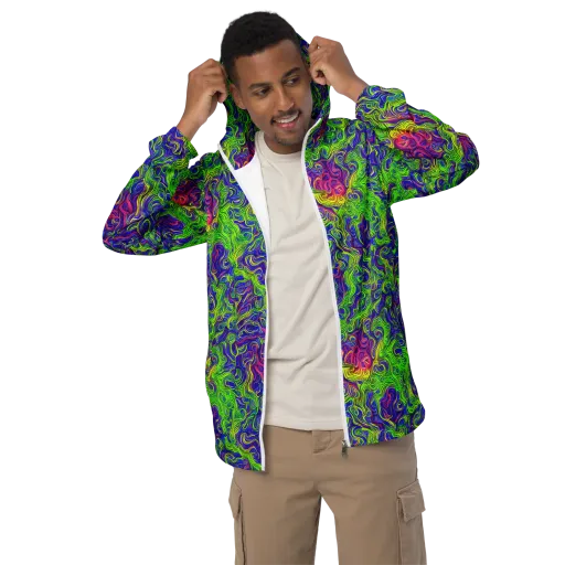 Cosmic Contour on a Men's Windbreaker