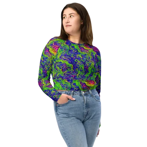 Cosmic Contour on a Long Sleeve Crop Top