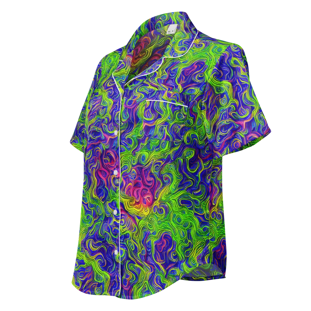 Cosmic Contour on Women's Short Sleeve Pajama Top — Left Front