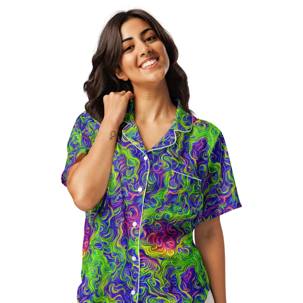 Cosmic Contour on Women's Short Sleeve Pajama Top — Front