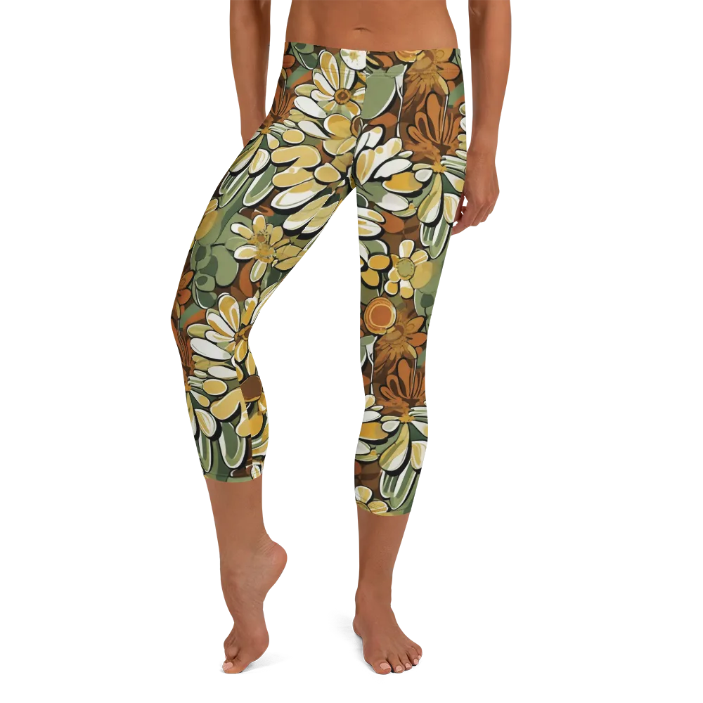 Golden Garden on Capri Leggings — Front