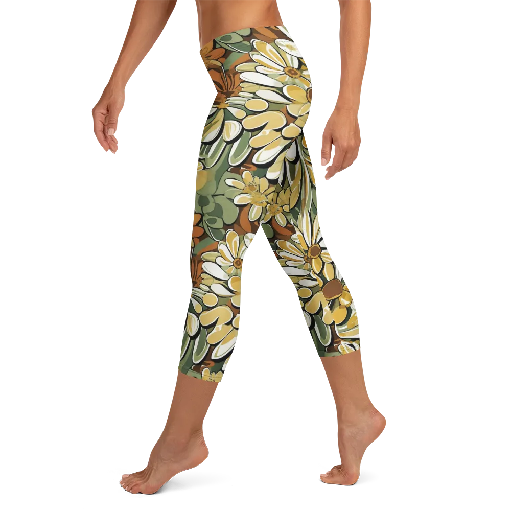 Golden Garden on Capri Leggings — Left