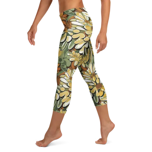 Golden Garden on a Capri Leggings