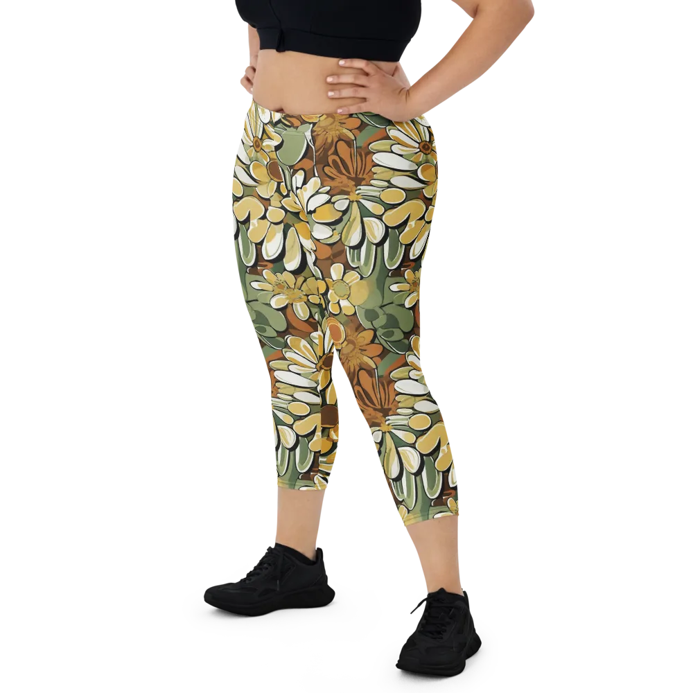 Golden Garden on Capri Leggings — Front