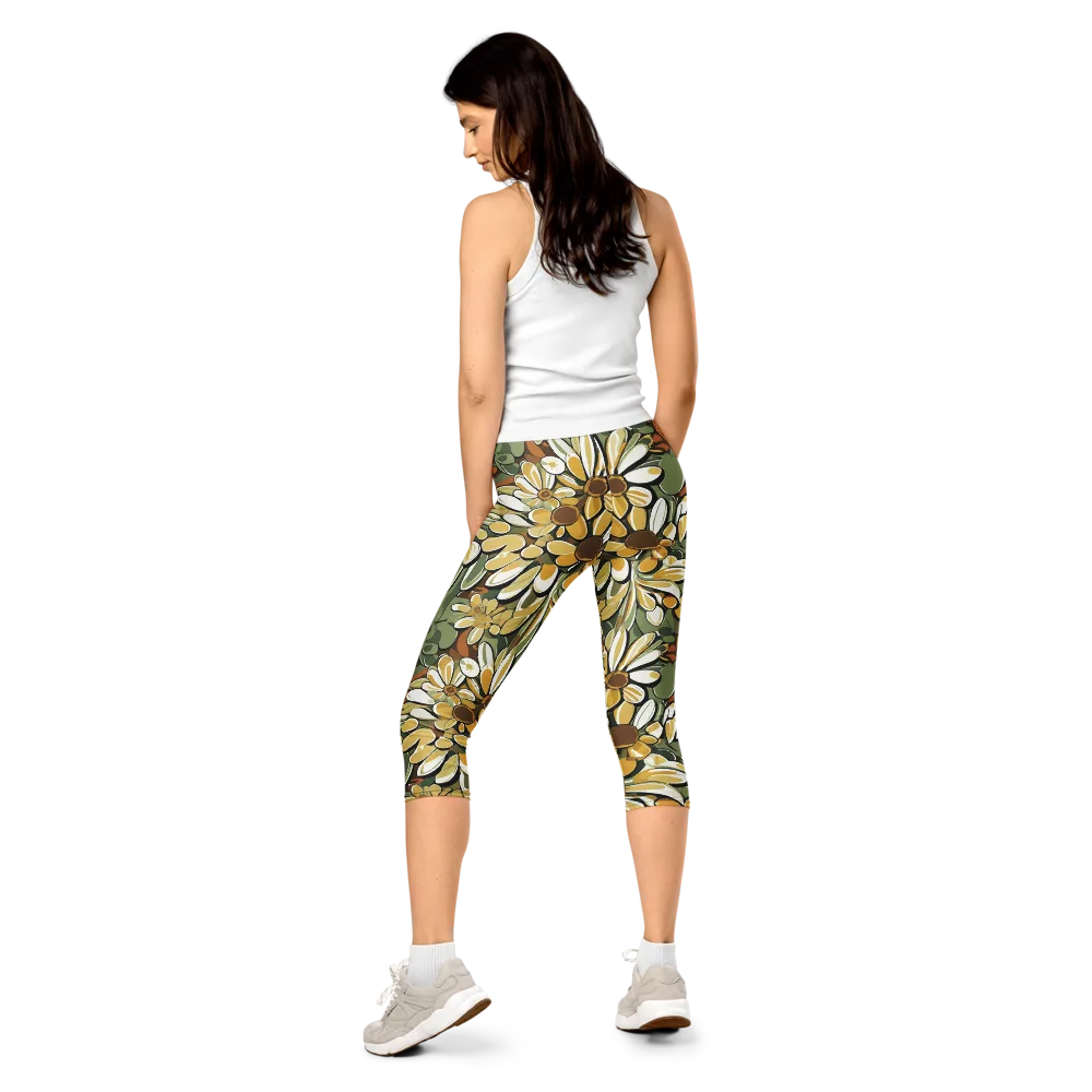 Golden Garden on Capri Leggings — Back