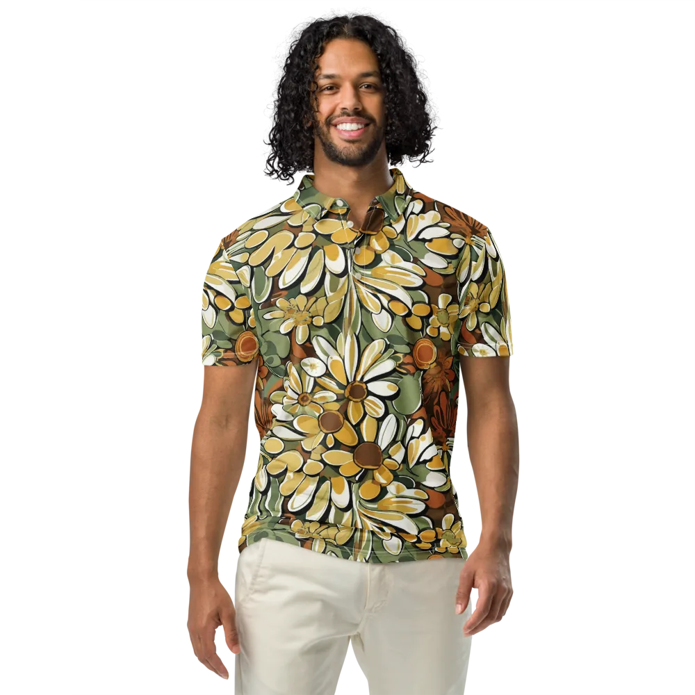 Golden Garden on Men's Slim Fit Polo Shirt — Front