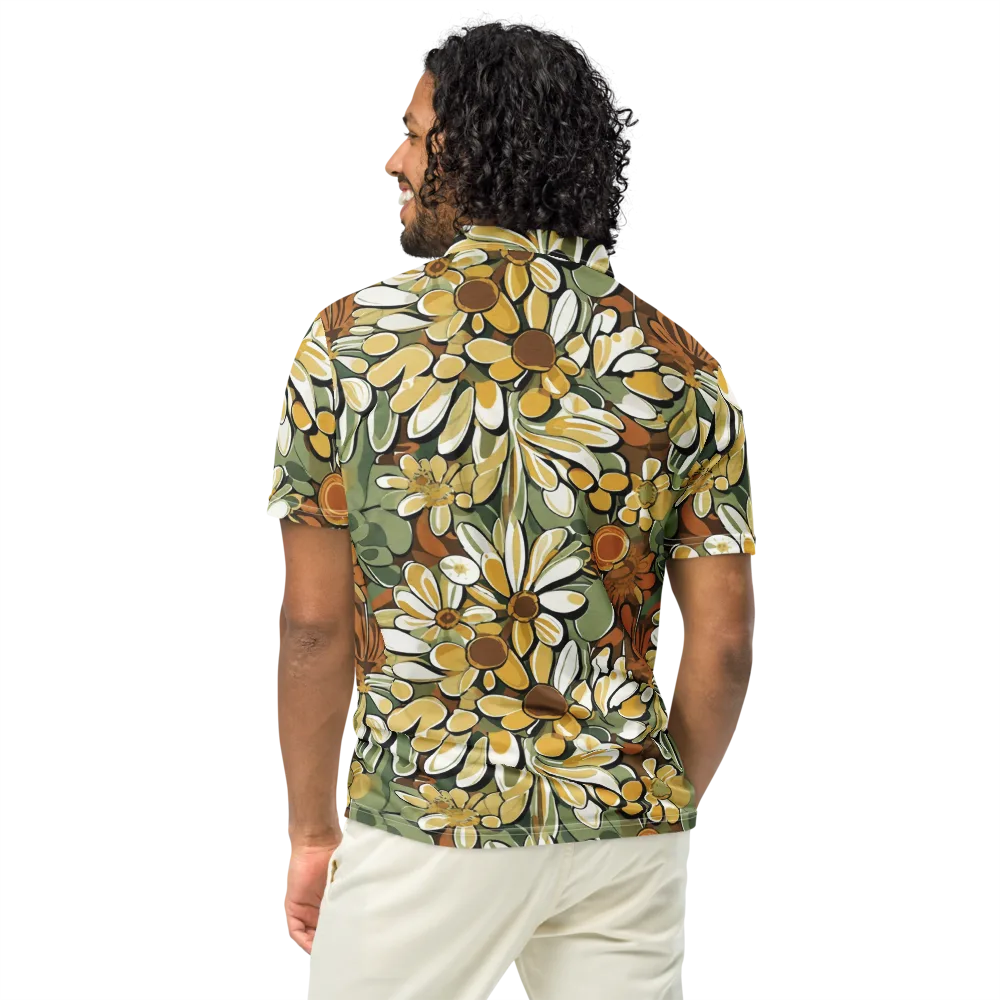 Golden Garden on Men's Slim Fit Polo Shirt — Back