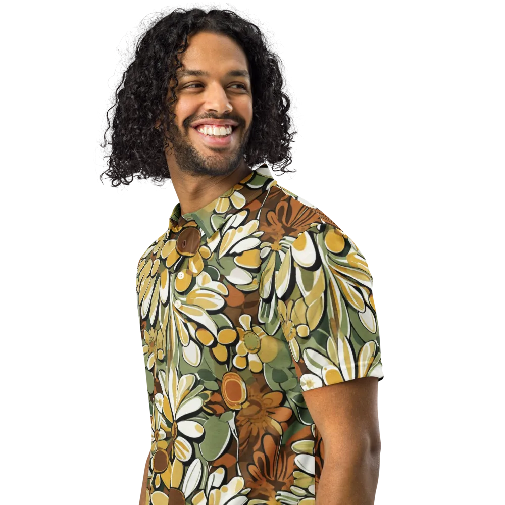 Golden Garden on Men's Slim Fit Polo Shirt — Left Front