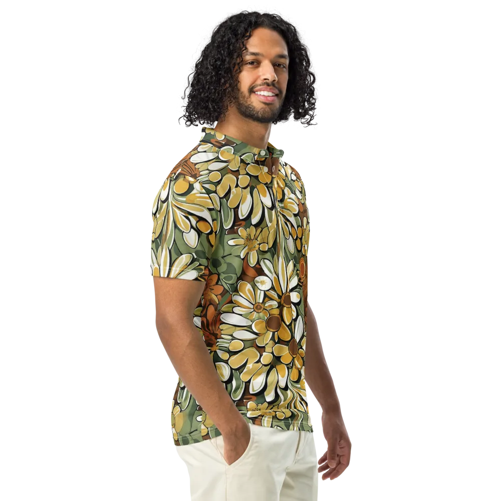 Golden Garden on Men's Slim Fit Polo Shirt — Right Front