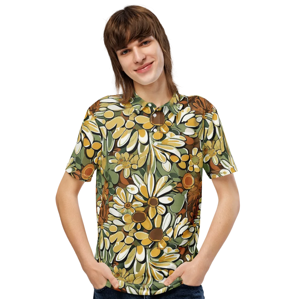 Golden Garden on Men's Slim Fit Polo Shirt — Front
