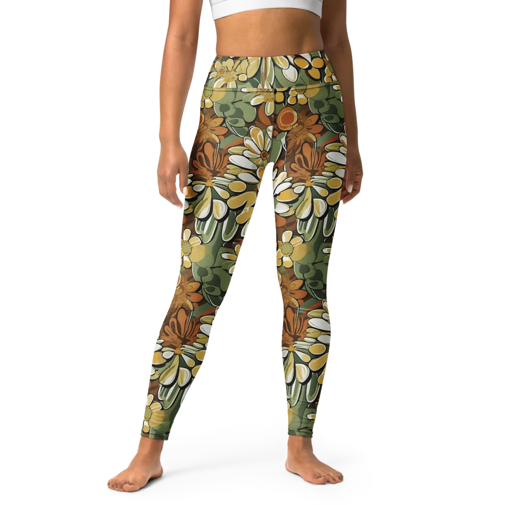 Golden Garden on Yoga Leggings — Front