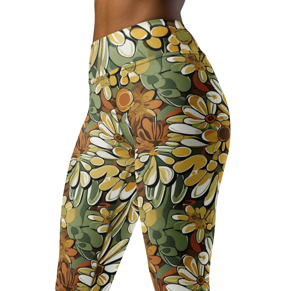 Golden Garden on Yoga Leggings — Left Front