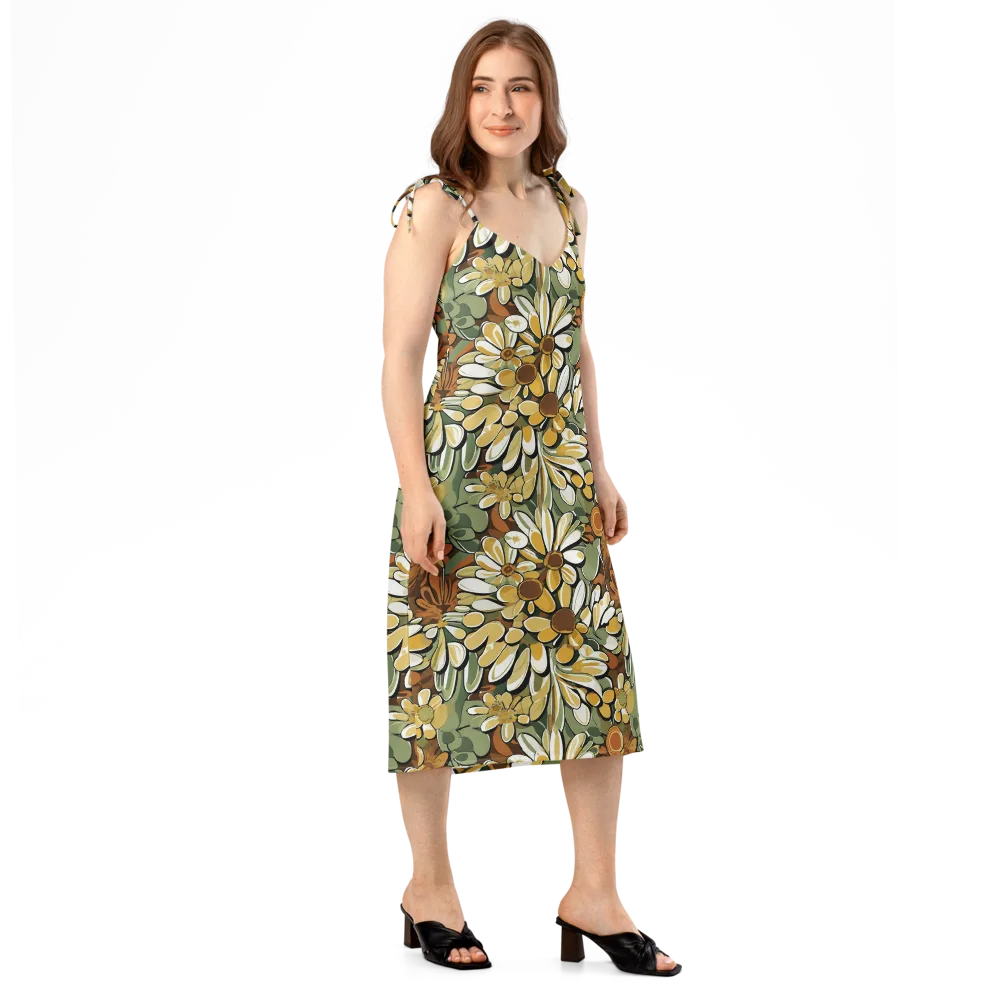 Golden Garden on Slip Dress — Right Front