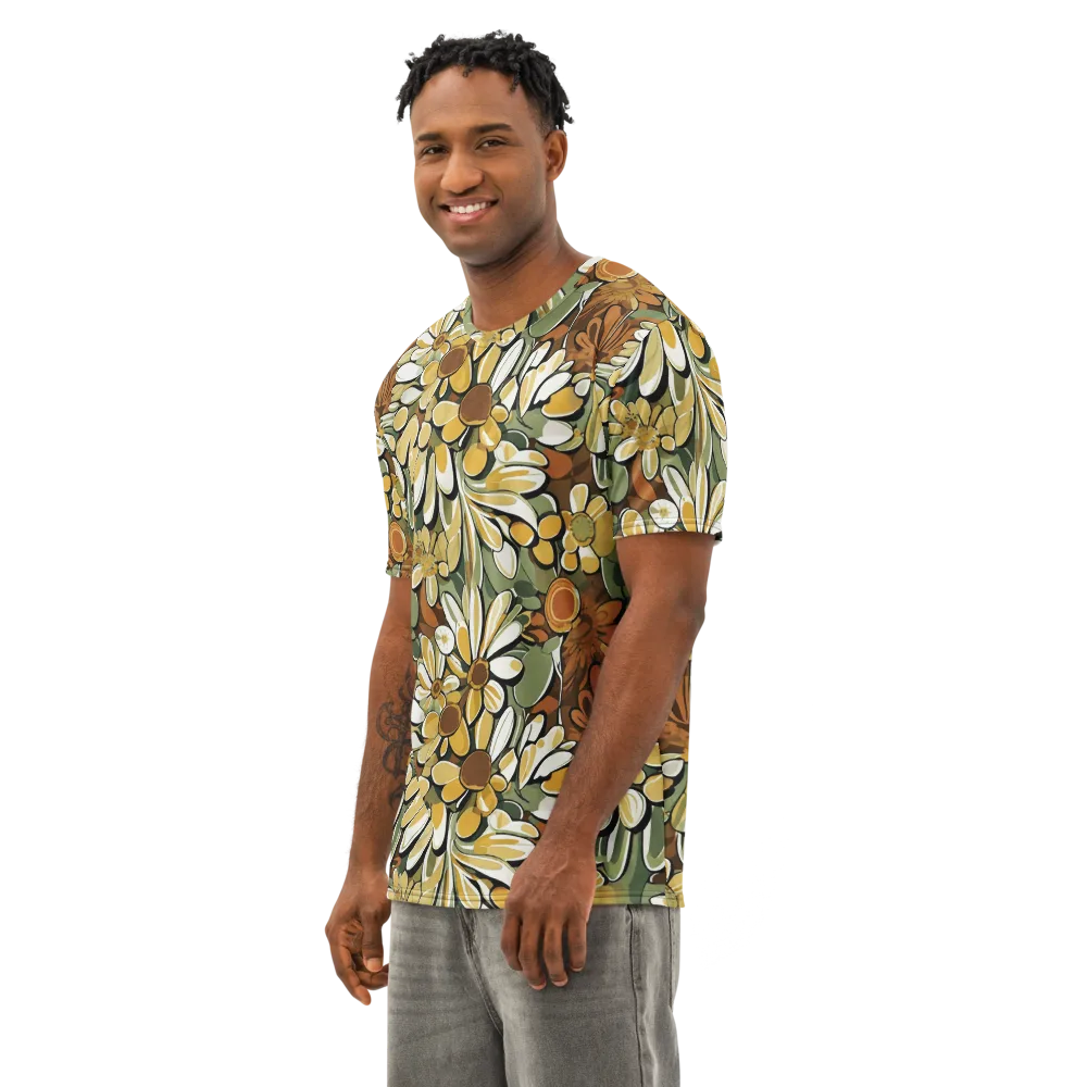 Golden Garden on Men's Cotton Crew Neck T-Shirt — Left Front