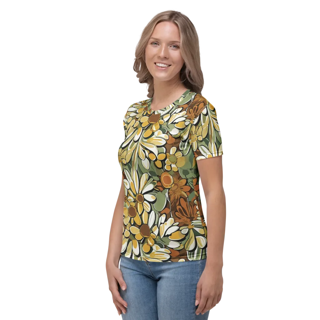Golden Garden on Women's Crew Neck T-Shirt — Left
