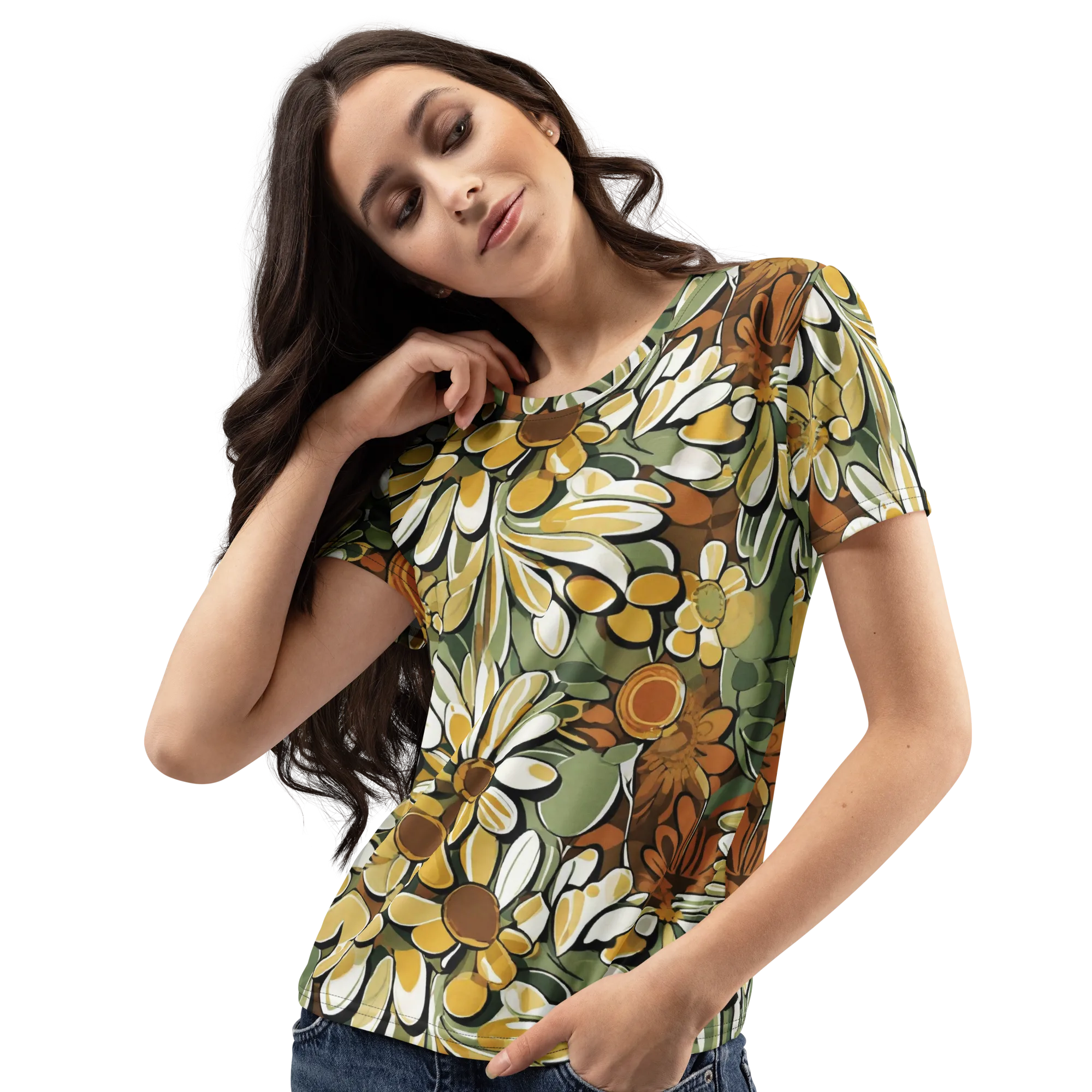Golden Garden on Women's Crew Neck T-Shirt — Left Front