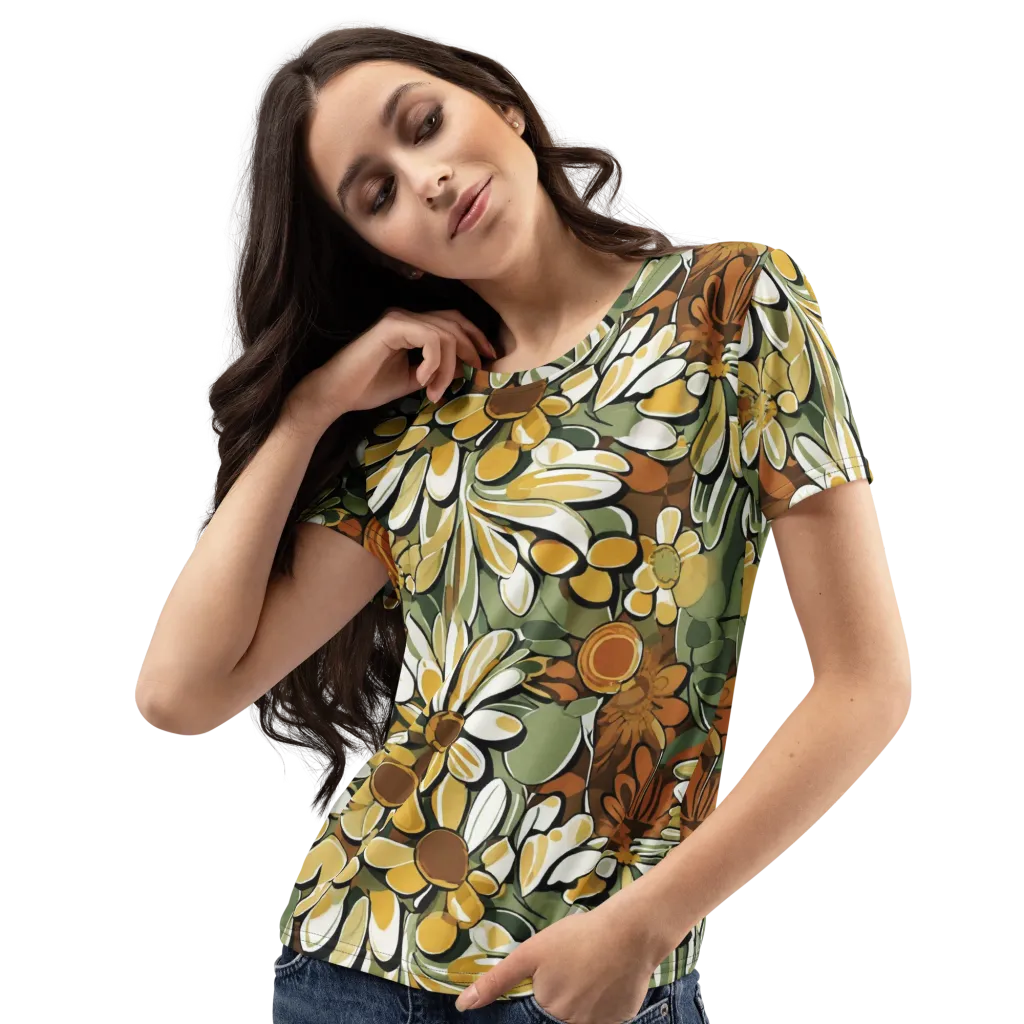 Golden Garden on Women's Crew Neck T-Shirt — Left Front